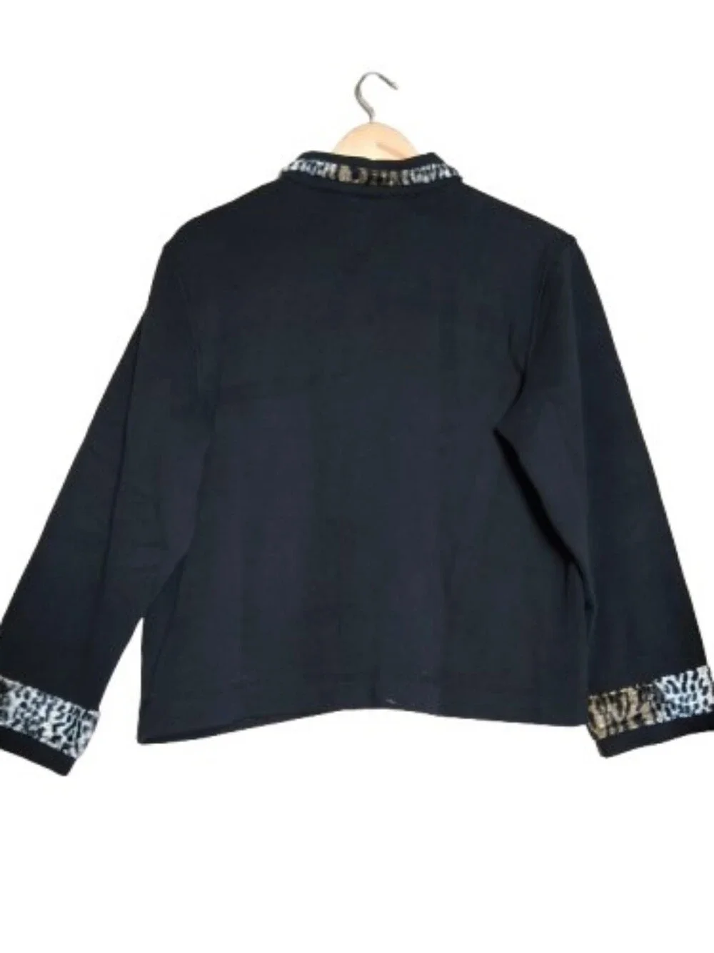 Onque Casuals Y2K Giraffe Zebra Safari Cardigan Jacket Black M